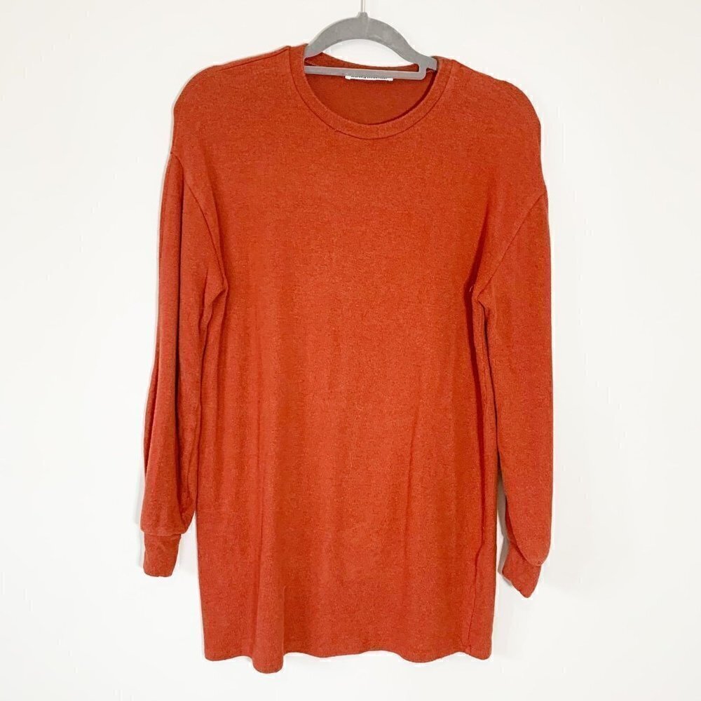 Reformation Terracotta Orange Tencel Lyocell Long Sleeve Crewneck Tunic Top XS